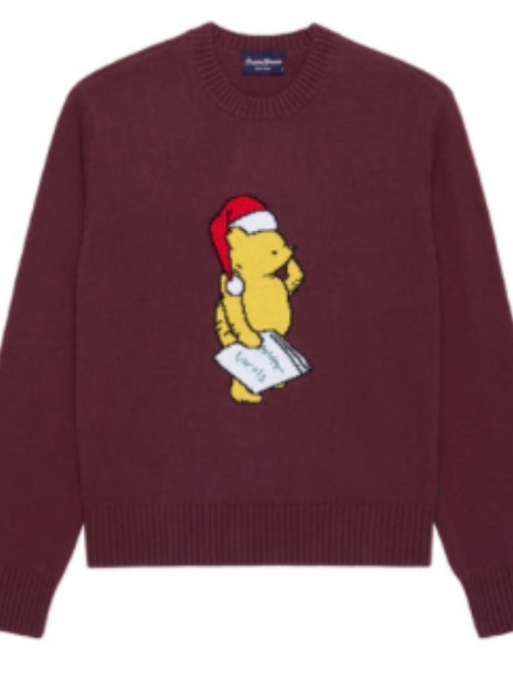 Rowing Blazers Men's Cotton Santa Winnie Pooh Sweater Burgundy Brown Sz M New